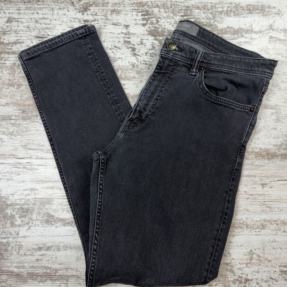 Revtown Decade Denim Taper Jeans Mens 35W 30L Black Comfort Stretch Athletic Fit
